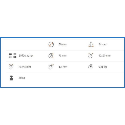 XBTL-NATS 50S-FI – Talpas INOX fix villa,műanyag kerék, siklócsapágy, 50 Kg