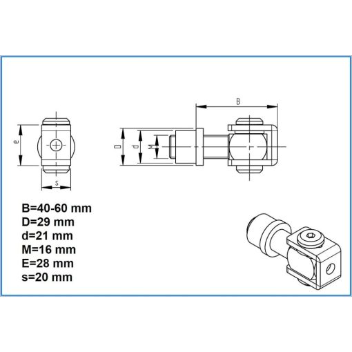 AFHX M16- állítható INOX forgáspont,hegeszthető, M16(I)