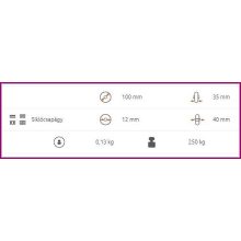 TRLTW 100/12S / alapkerék, hőálló, üvegszállal erősített poliamid, siklócsapágy    -40C°/+150 C°   250 Kg