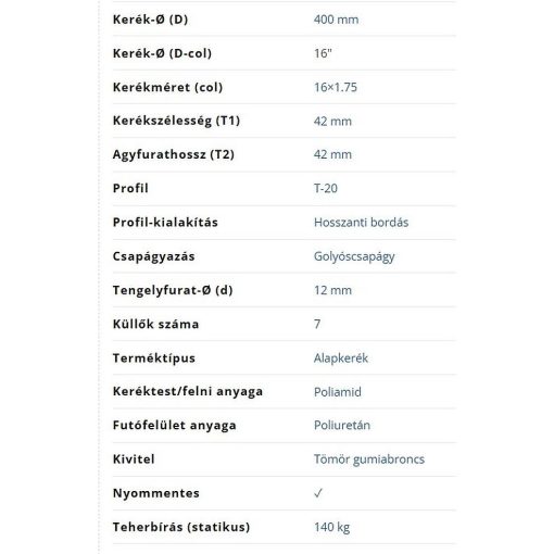 PUR 400 alapkerék, szürke nyommentes futófelület, műanyag küllős, golyóscsapágy, 140 Kg