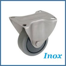 XTLS-WTE 125G-FI / Talpas inox fix villa, műanyagfelni, szürke szintetikus gumi, golyóscsapágy, 150 Kg
