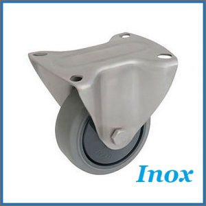   XTLS-WTE 125G-FI / Talpas inox fix villa, műanyagfelni, szürke szintetikus gumi, golyóscsapágy, 150 Kg