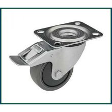 TLS-WTE 100G-FE / talpas forgó-fékes villa, nyommentes szürke futófelületű kerék, golyóscsapágy, 100 Kg