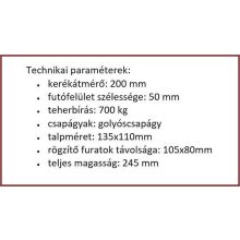 TLH-MPA 200G-FI / talpas forgó villa, Lágy poliuretán futófelület (75º ShA), alumínium felni, golyóscsapágy, 700 Kg