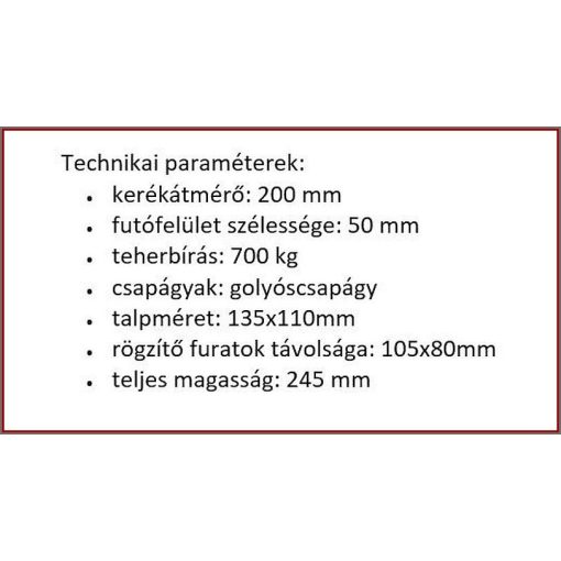 TLH-MPA 200G-FI / talpas forgó villa, Lágy poliuretán futófelület (75º ShA), alumínium felni, golyóscsapágy, 700 Kg
