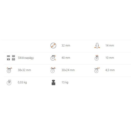 BTL-PPA 032-FO / Talpas forgó villa, polipropilén kerék, siklócsapágy, 15 Kg