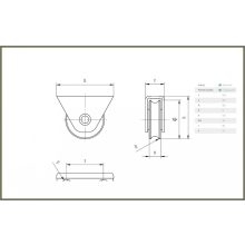 TKTA100U- Tolókapu görgő, talpas "U" profil