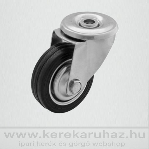 OLS-FEGU 080R-FO / Tömörgumis fémfelnis ipari kerék, hátfuratos forgóvilla, tűgörgős.