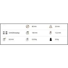 OLS-FEGU 080R-FO / Tömörgumis fémfelnis ipari kerék, hátfuratos forgóvilla, tűgörgős.