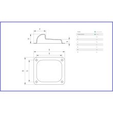TKKÜX-N- INOX Kapu ütköző szárnyas kapuhoz 158x138x50 mm, lefúrható, nagy(I)