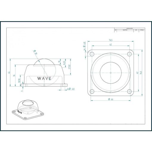 GG-KUA-38-A / Golyósgörgő, TALPAS, préselt acéllemez házban, rögzítő furattal, acélgolyóval