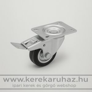 TLS-FEGU 125R-FE ipari kerék fékkel tűgörgős csapágy fekete gumi padlókímélő