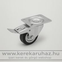 TLS-FEGU 100R-FE / Tömörgumis fémfelnis ipari kerék, tűgörgős, talpas önbeálló forgó-fékes villa