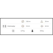 ALGU 250/20G - alapkerék, fekete gumi, alumínium felni, golyóscsapágy, 550 Kg