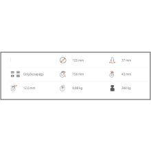 HFM-POB 125K-FO - Hátfuratos forgó villa, poliamid kerék, golyóscsapágy, porvédő, 300 Kg