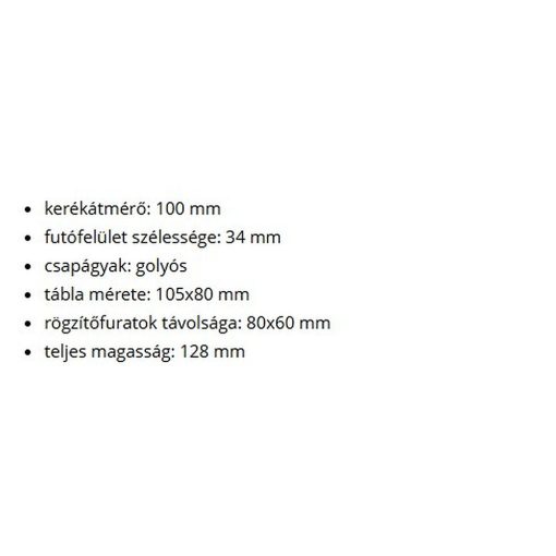 TLM-POKS 100 G-FE / talpas forgó-fékes villa, poliamid kerék, golyóscsapágy, 300 Kg