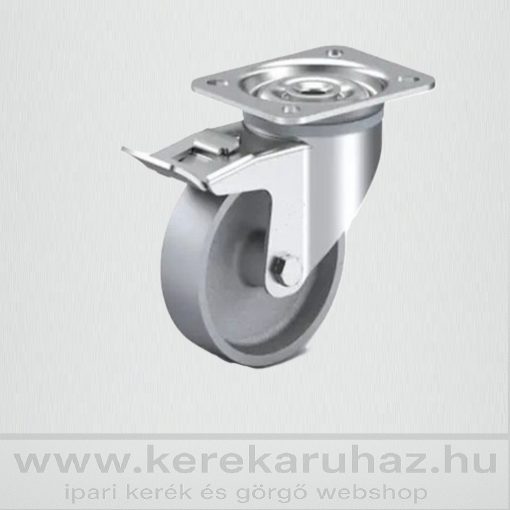 TLSH-CL 125S-FE / talpas forgó-fékes villa, szürke öntöttvas kerék, siklócsapágy,100 Kg