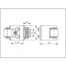 tolókapu felsőmegvezető-ütköző, állítható, műanyag görgővel -b55-90 / TKFVKG-55-90-2 görgős / 
