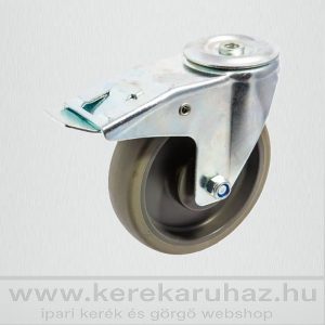   HFS-WTE 200G-FE / Hátfuratos forgó-fékes villa, műanyagfelni szürke szintetikus gumival, golyóscsapágy