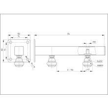 tolókapu állítható felső vezető konzol,talpas, hosszú, L=314mm / TKFVK-TH 2 GÖRGŐS