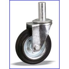 CSA-FEGU 200R-FO / Csapos(25*80 mm) forgó villa, fémfelni, tűgörgő, fekete gumi futófelület, 230 Kg - ipari kerék