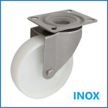 XTLS-POB 100S-FO / INOX talpas forgó villa, poliamid kerék, siklócsapágy, 200 Kg