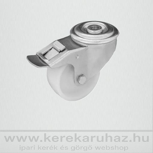 HFS-PA 200S-FE / hátfuratos forgó-fékes villa, poliamid kerék, siklócsapágy, 350 Kg