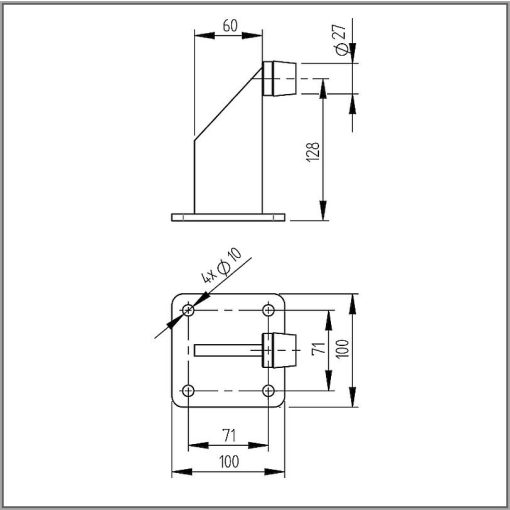TKKÜ-TX / INOX kapuütköző talpas,lecsavarozható