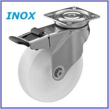 XBTL-NATS 100S-FE – Talpas forgó-fékes villa, INOX, poliamid kerék, nyommentes, siklócsapágy, 70 Kg