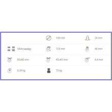 XBTL-NATS 100S-FE – Talpas forgó-fékes villa, INOX, poliamid kerék, nyommentes, siklócsapágy, 70 Kg