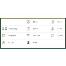 BTL-TPA 050S-FO / Intézményi kerék, talpas forgó önbeálló villa, nyommentes szürke gumi futófelület. forgóvillás kerék, önbeálló kerék, forgózsámolyos kerék, forgó kerék, kisbútor kerék, műszerkocsi kerék.