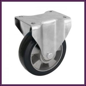   TLM-ALGU 200G-FI / Elasztikus fekete gumis kerék golyóscsapággyal, alumínium felnivel, talpas fix villaszerkezet.