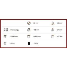TLS-PAPU 080S-FE / talpas, forgó-fékes, PU futófelület, PA felni siklócsapágy 150 Kg