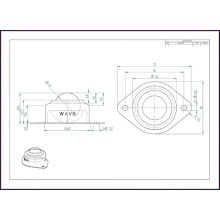 GG-KUA-25-AP / Golyósgörgő, TALPAS, préselt acéllemez házban, rögzítő furattal, műanyag golyóval