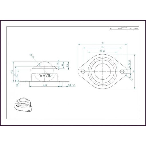 GG-KUA-25-AP / Golyósgörgő, TALPAS, préselt acéllemez házban, rögzítő furattal, műanyag golyóval