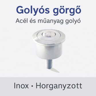 Golyós görgő, menetes szár, peremes, süllyeszthető, krómozott ház, krómozott acélgolyóval