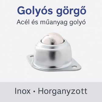 Golyós görgő, TALPAS, préselt acéllemez házban, GG-KUA  rögzítő furattal, acélgolyóval