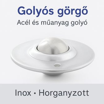 Peremes golyós görgő, préselt, süllyeszthető, GG-KUB, rögzítő furat.  (UFO)