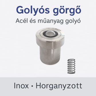 Rugós golyós görgő, krómozott acél ház, süllyeszthető, peremes, krómozott acélgolyóval
