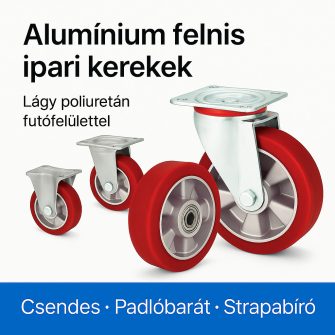 Alumínium felni  LÁGY<br /> poliuretán futófelületű kerekek (75 Shore A)