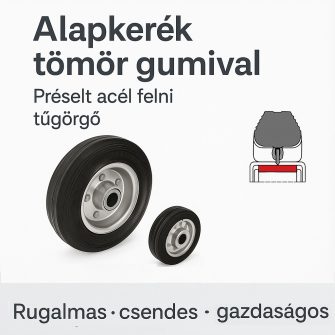 Tömörgumis fémfelnis alapkerekek <br /> strapabíró, karbantartásmentes megoldások