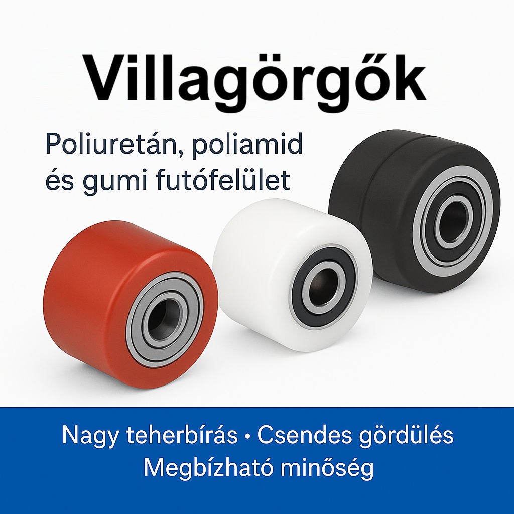 Poliuretán, poliamid és gumi futófelületű villagörgők – melyiket érdemes választani raklapemelőhöz?